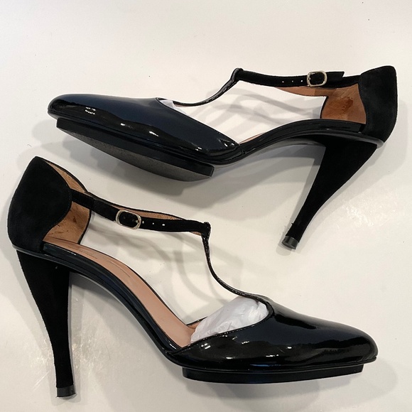 ROBERT CLERGERIE Daltord Black Patent & Suede Pointed Toe Heels Size 8.5 - Picture 4 of 11